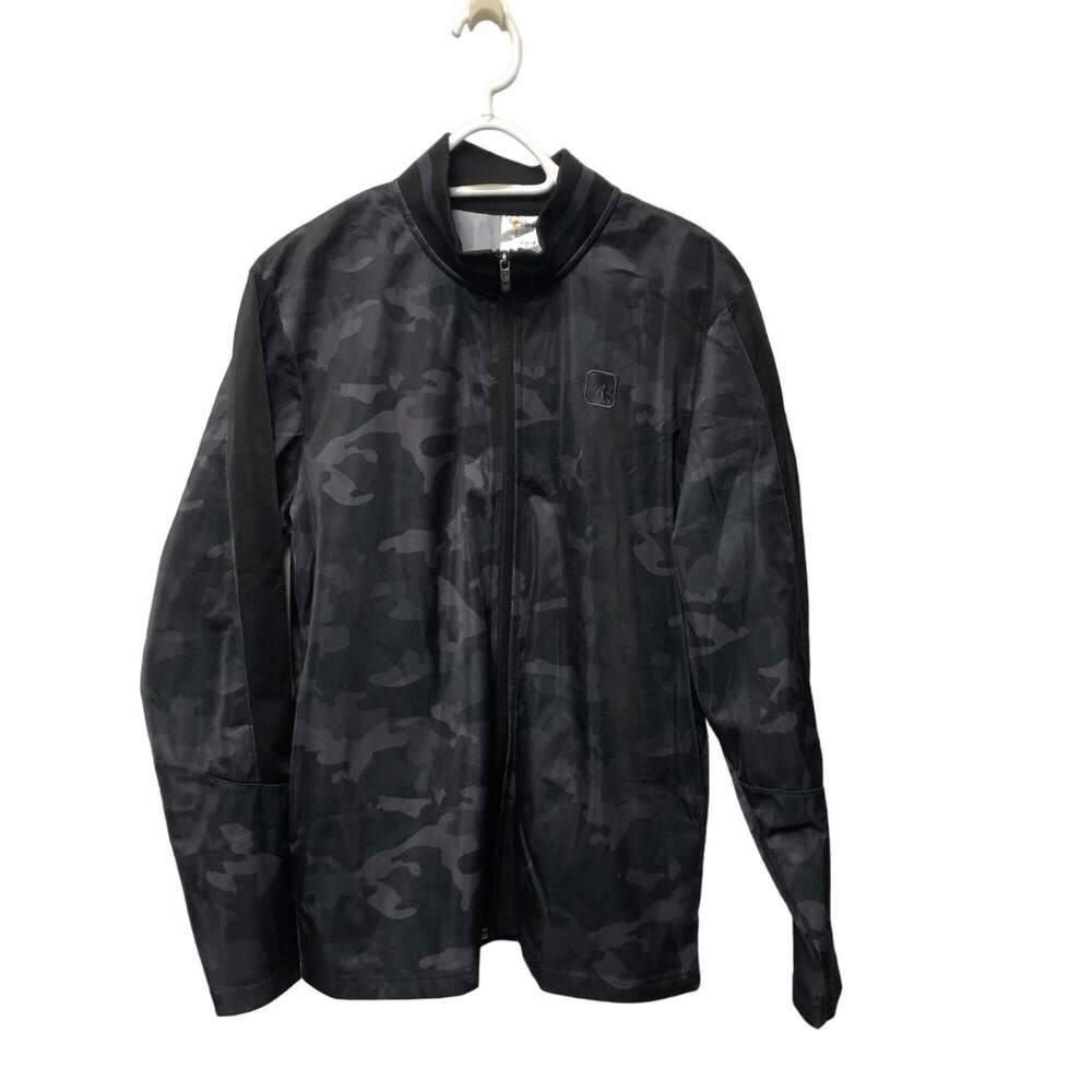 AND1 Jacket Mens Size Medium Black Gray Camouflage Full Zippered Athletic Track